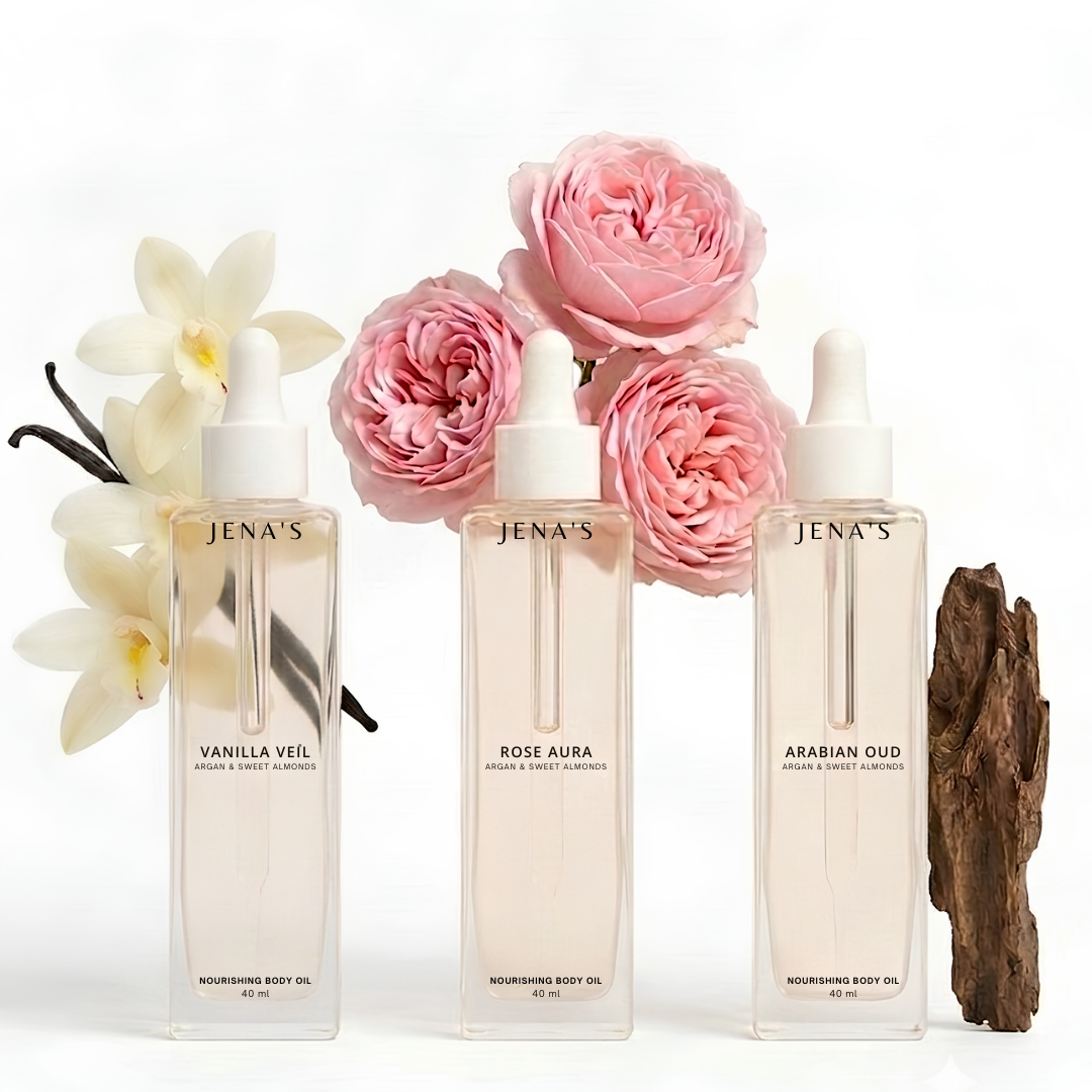 JENA’S LUXE BODY OILS COLLECTION | مجموعة جينا الفاخرة لزيوت الجسم بالأرغان